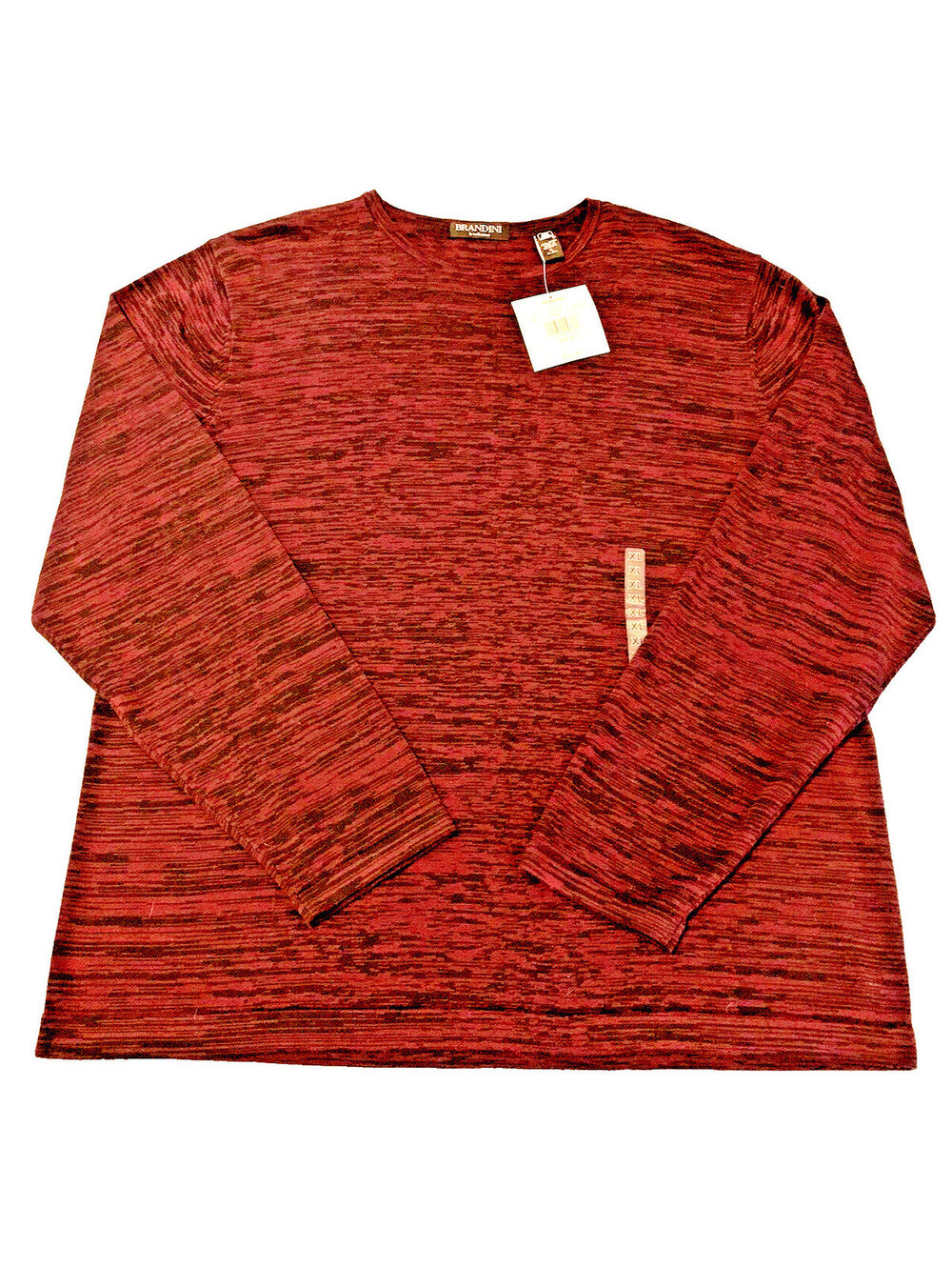 Brandini VTG Y2k Rib-Knit Sweater NEW - Men's XL Burgundy & Black Crew Neck 90s